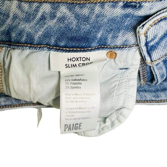 Paige Hoxton Slim Crop Jeans Size 26 Raw Hem Light Blue Wash 5 Pocket Mid-Rise - Picture 8 of 9